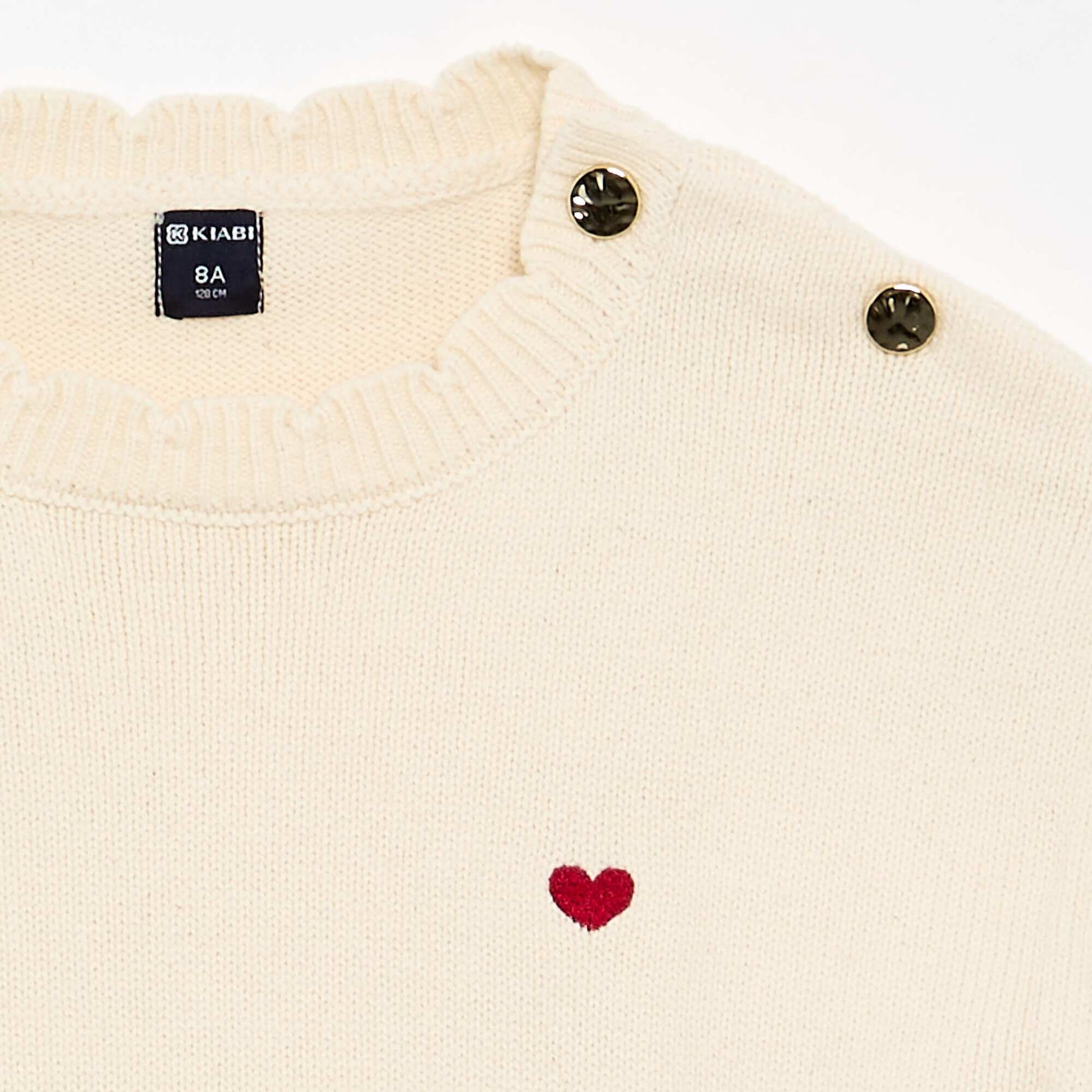 Sweater with shoulder button opening WHITE