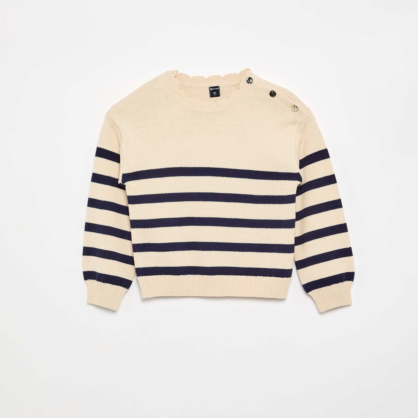 Sweater with shoulder button opening BLUE