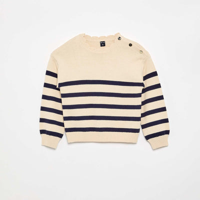 Sweater with shoulder button opening BLUE