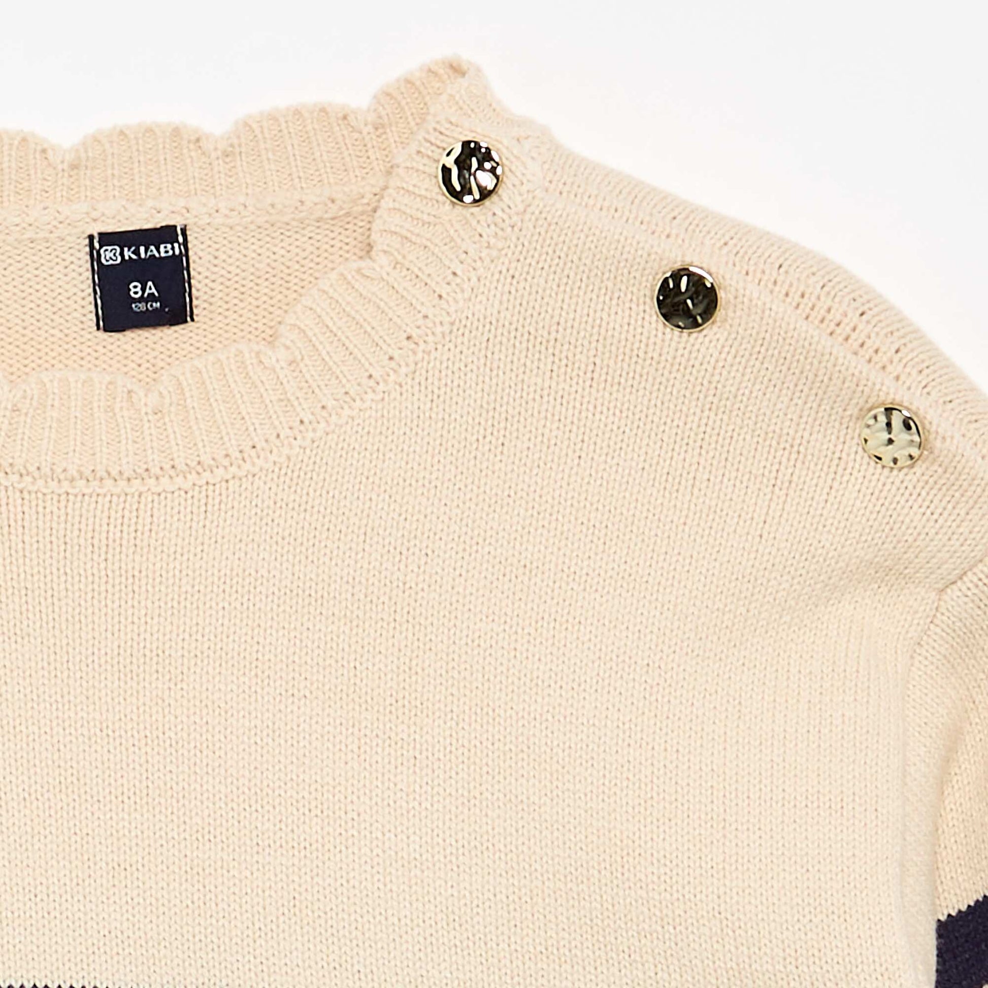 Sweater with shoulder button opening BLUE