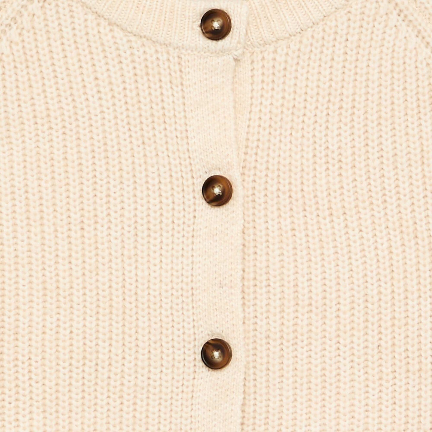 Plain Long-Sleeved Cardigan ECRU