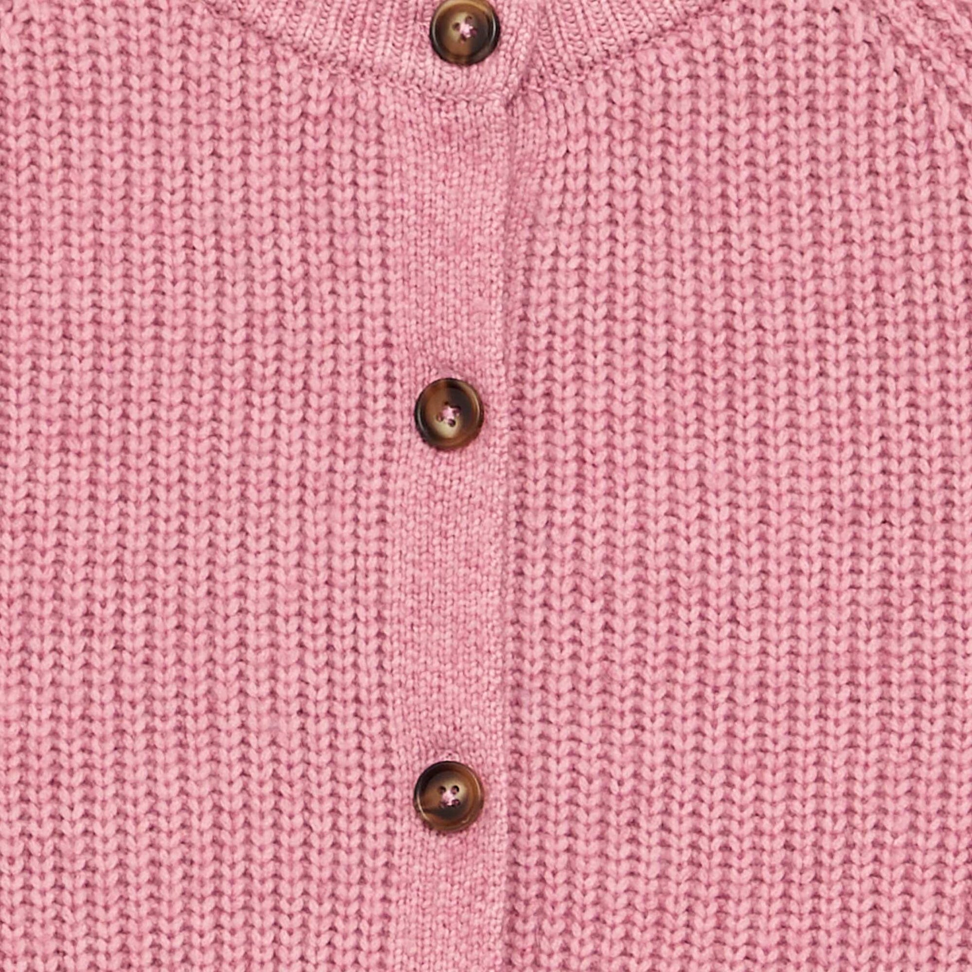 Plain Long-Sleeved Cardigan PINK