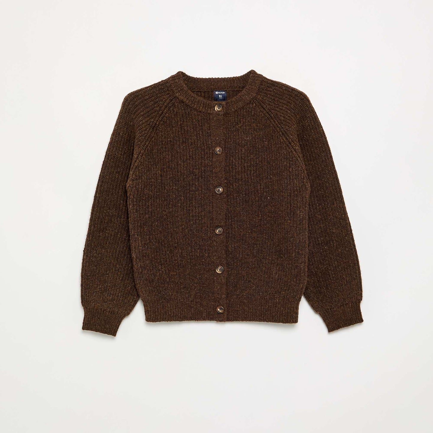 Plain Long-Sleeved Cardigan BROWN