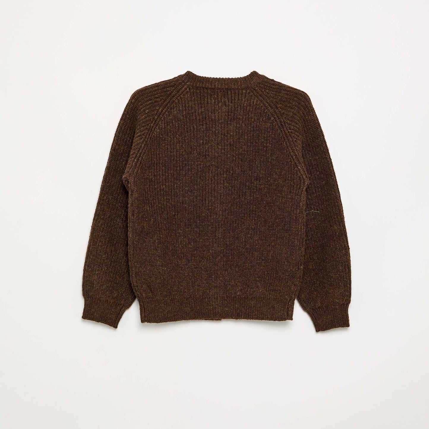 Plain Long-Sleeved Cardigan BROWN