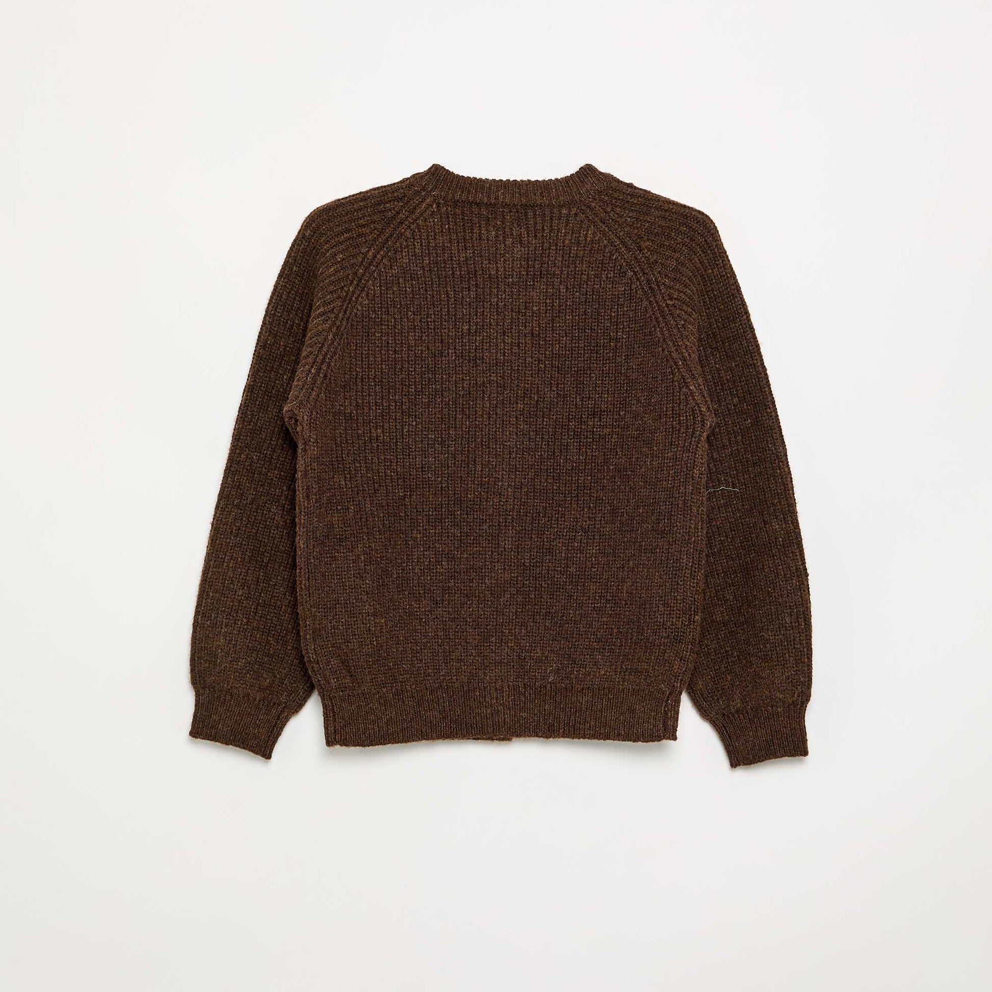 Plain Long-Sleeved Cardigan BROWN