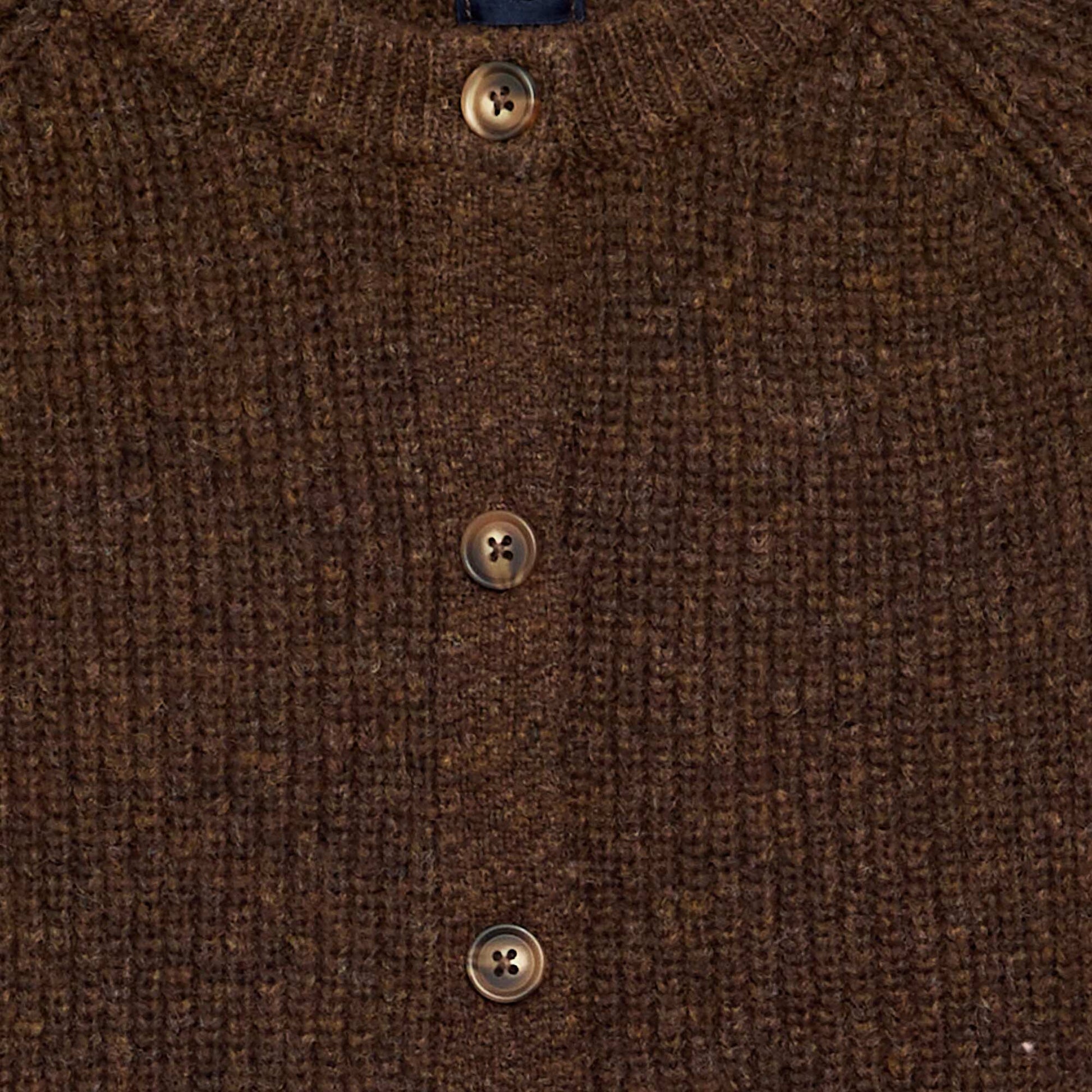 Plain Long-Sleeved Cardigan BROWN