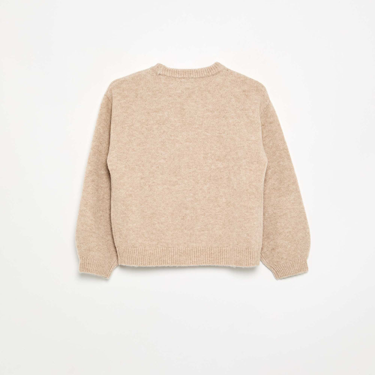 Plain Long-Sleeved Sweater BEIGE
