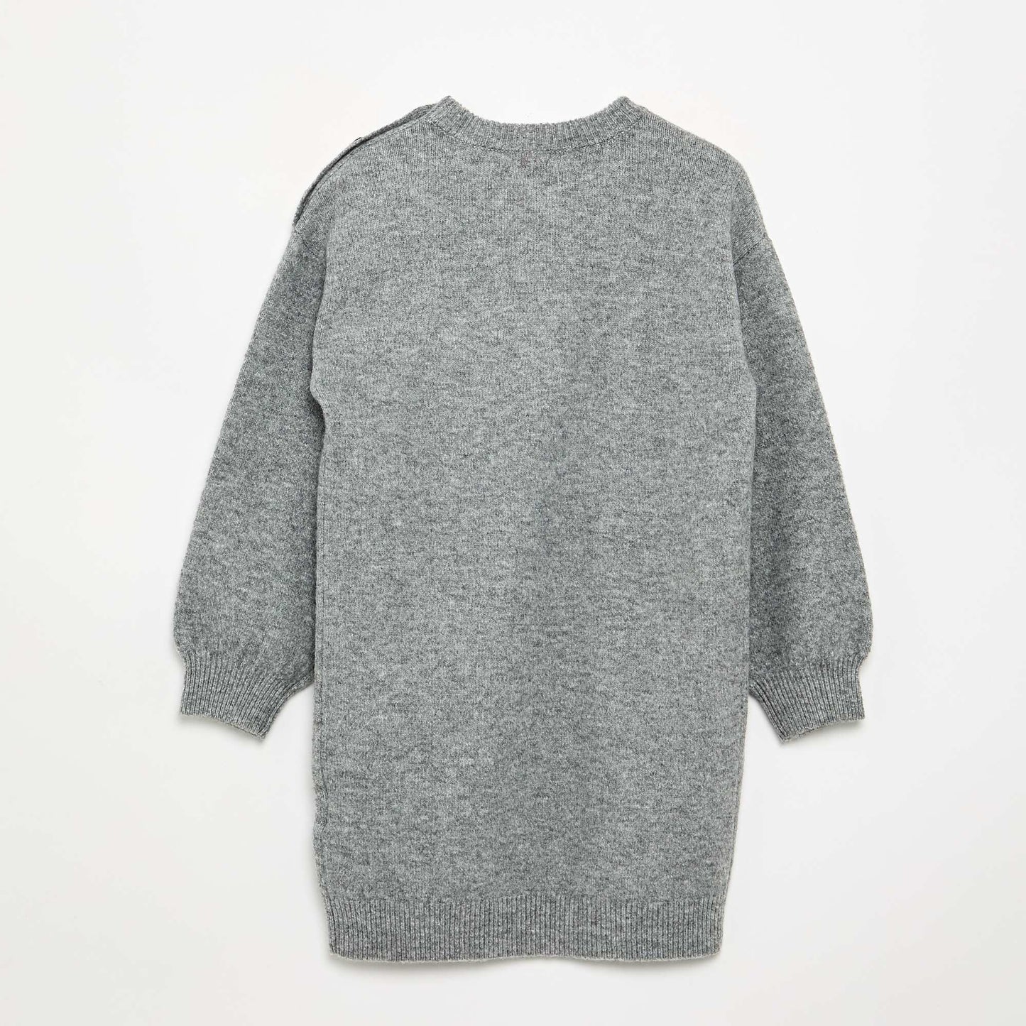 Long-sleeved button-neck sweater dress GREY