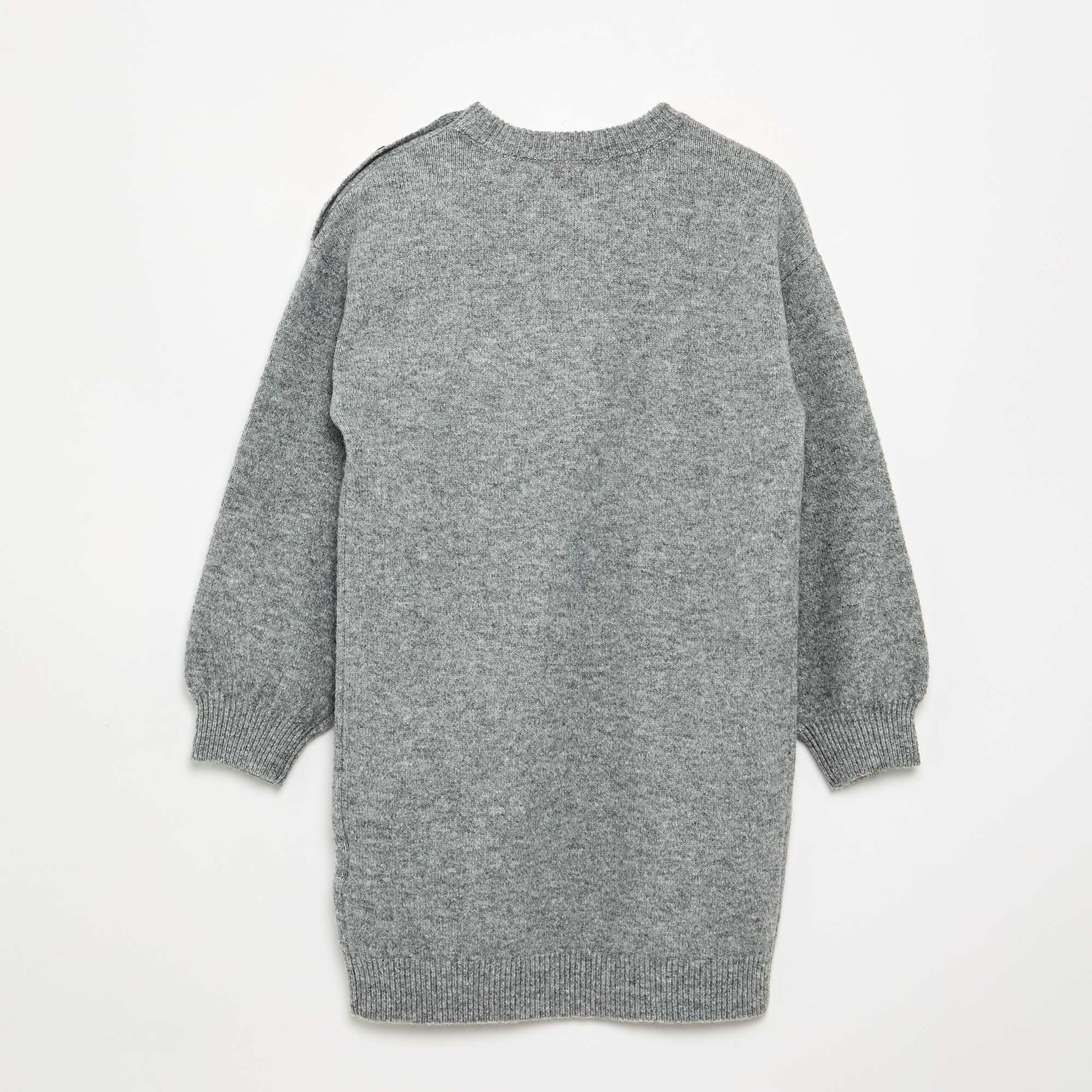 Long-sleeved button-neck sweater dress GREY