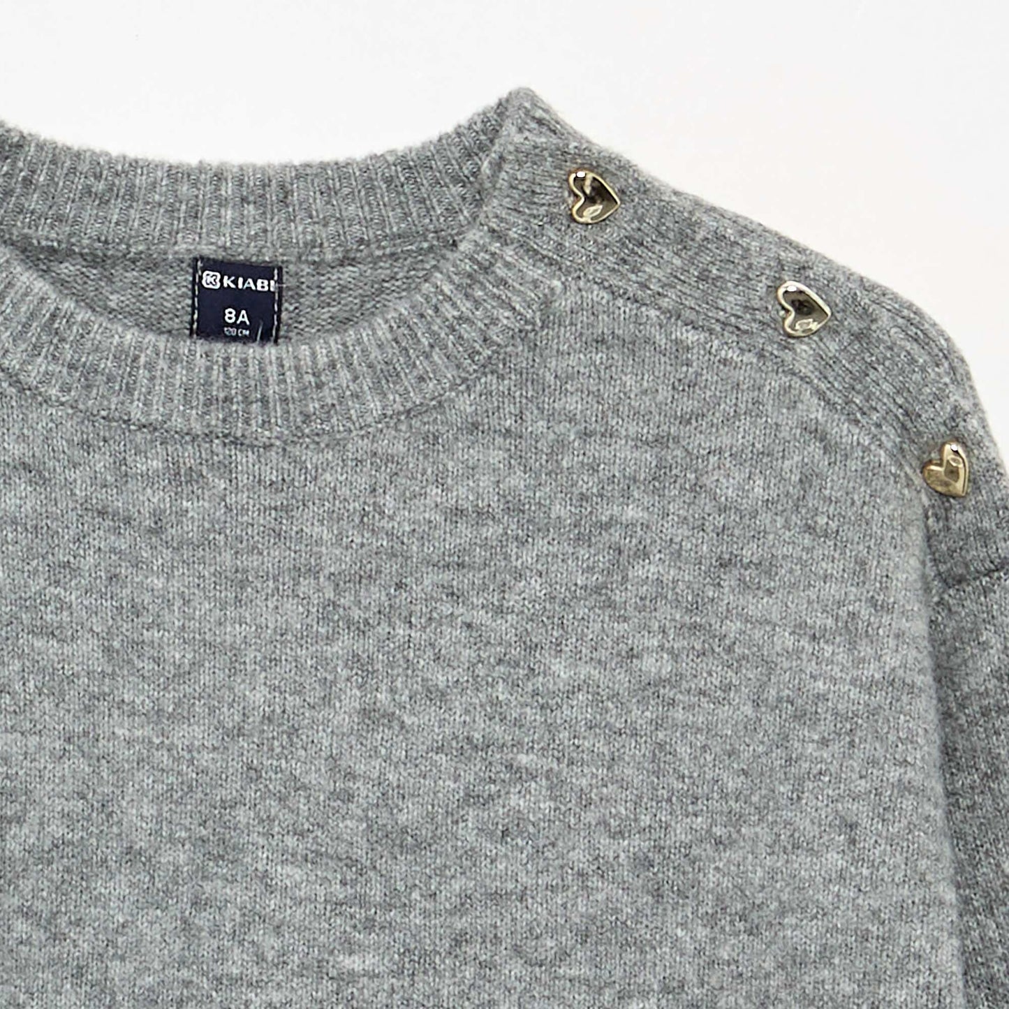 Long-sleeved button-neck sweater dress GREY