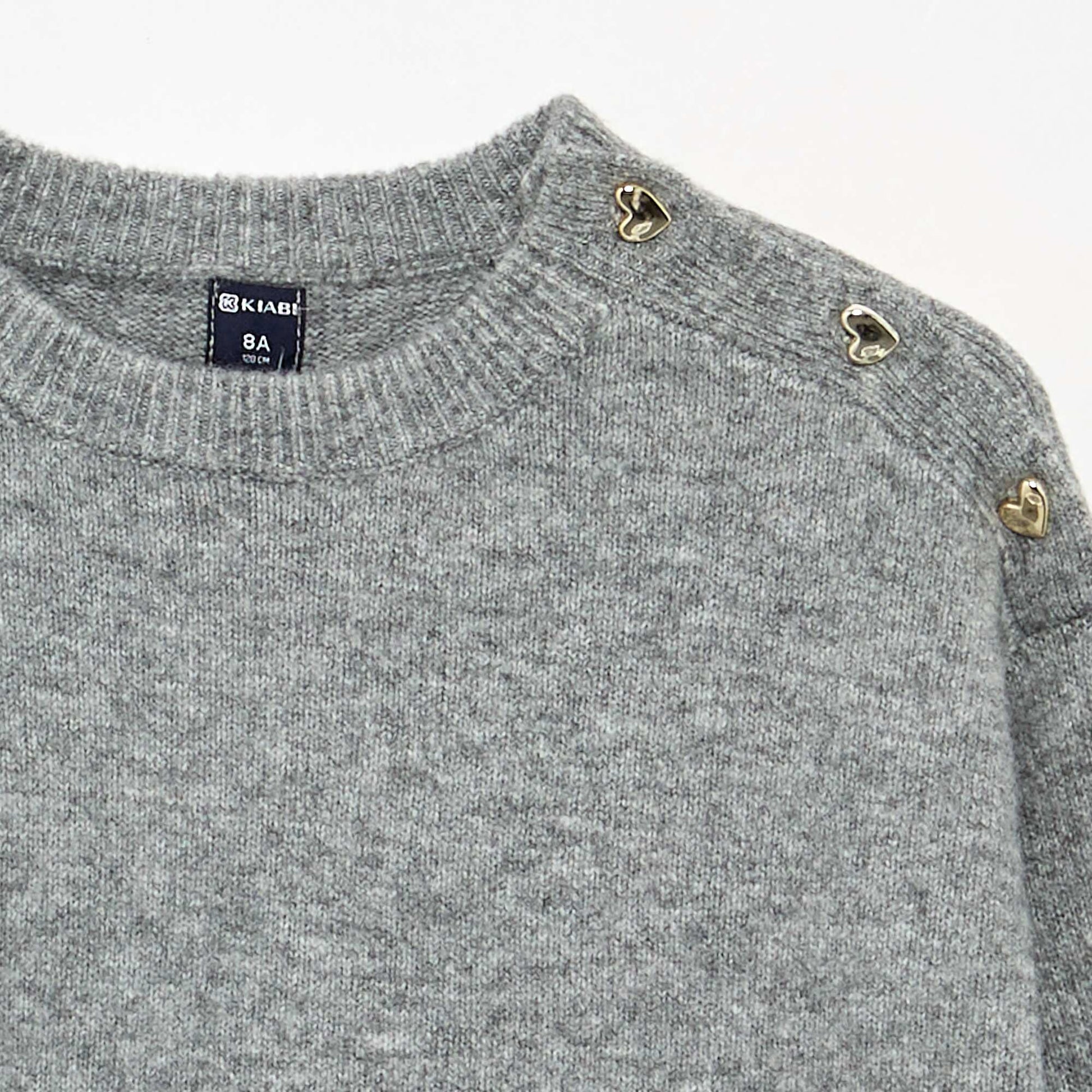 Long-sleeved button-neck sweater dress GREY