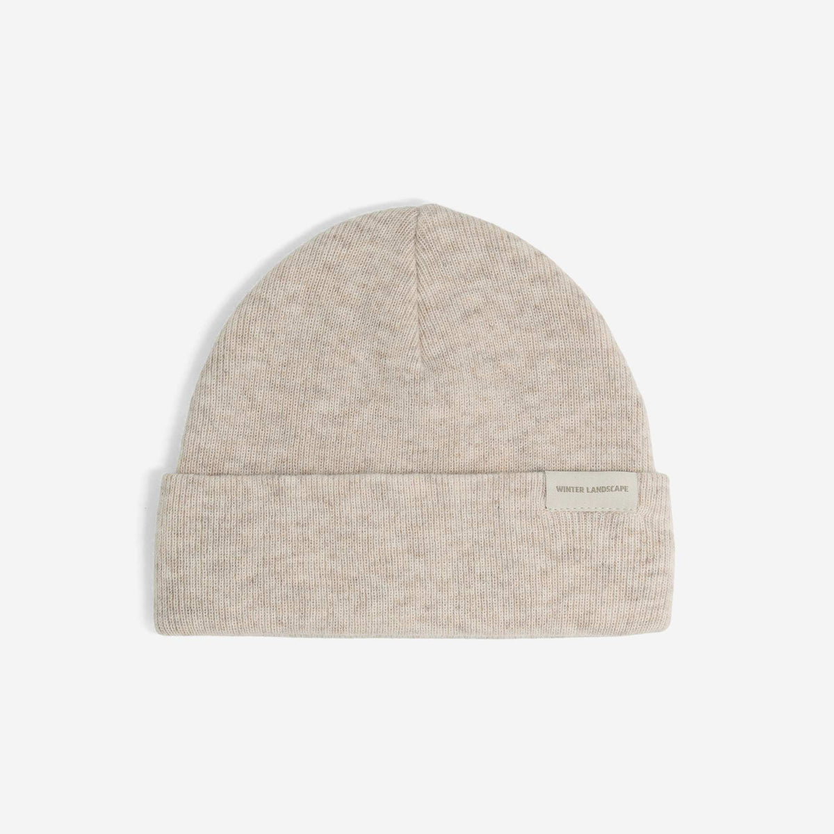 Beanie with front label BEIGE