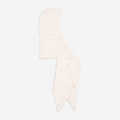 Hooded Ribbed Knit Scarf BEIGE