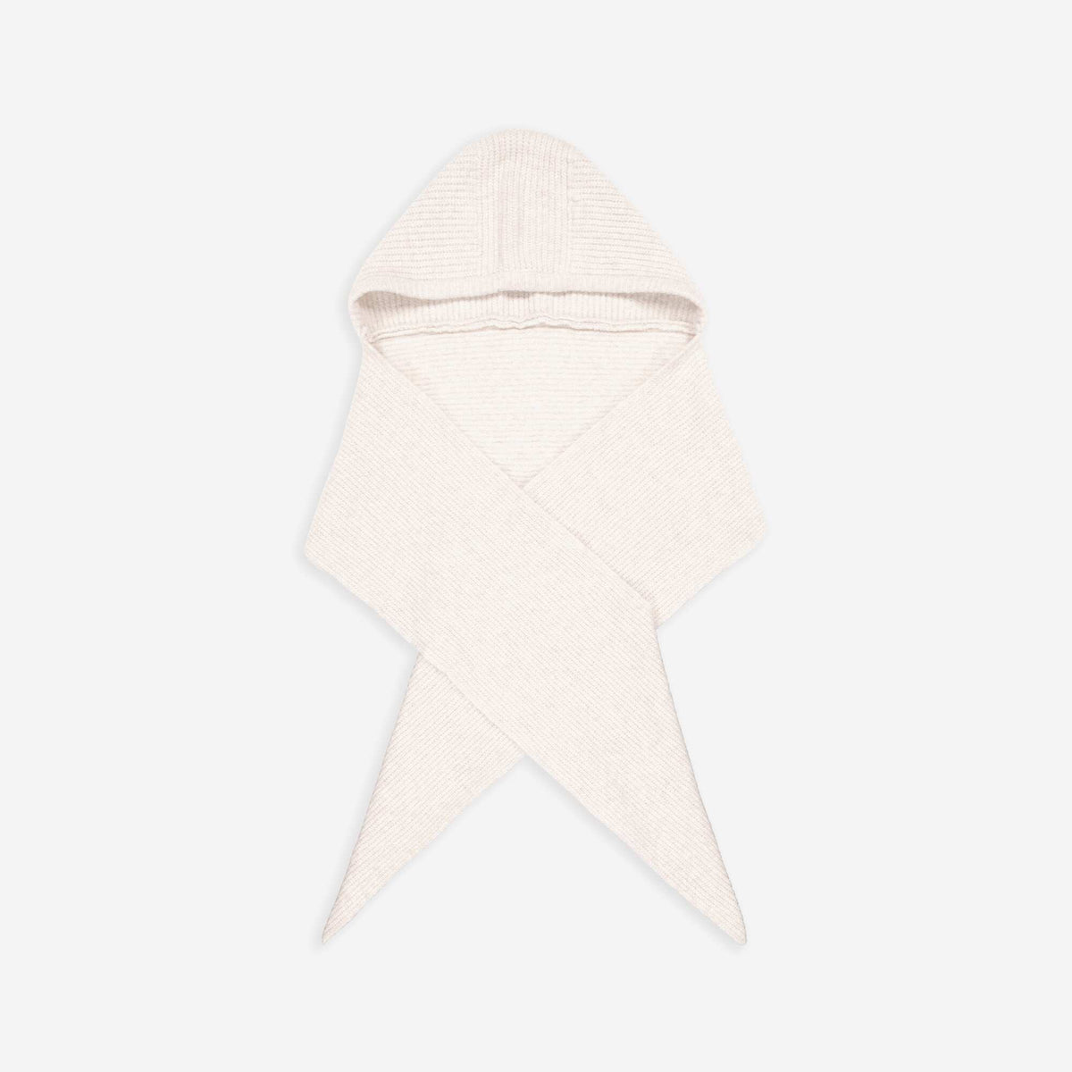 Hooded Ribbed Knit Scarf BEIGE