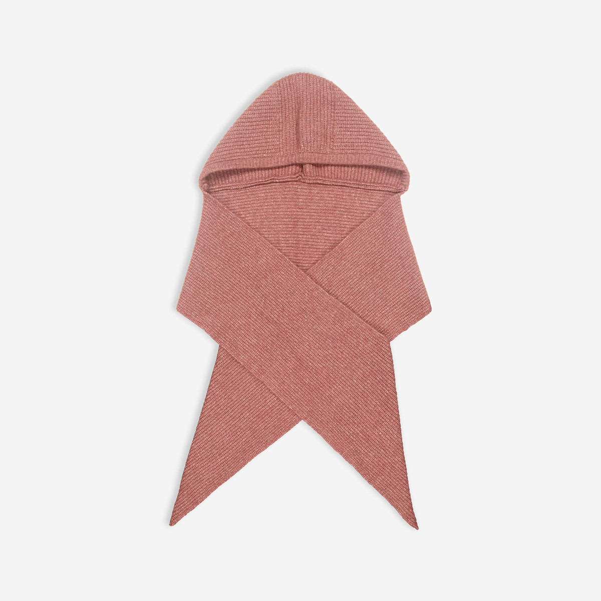 Hooded Ribbed Knit Scarf RED
