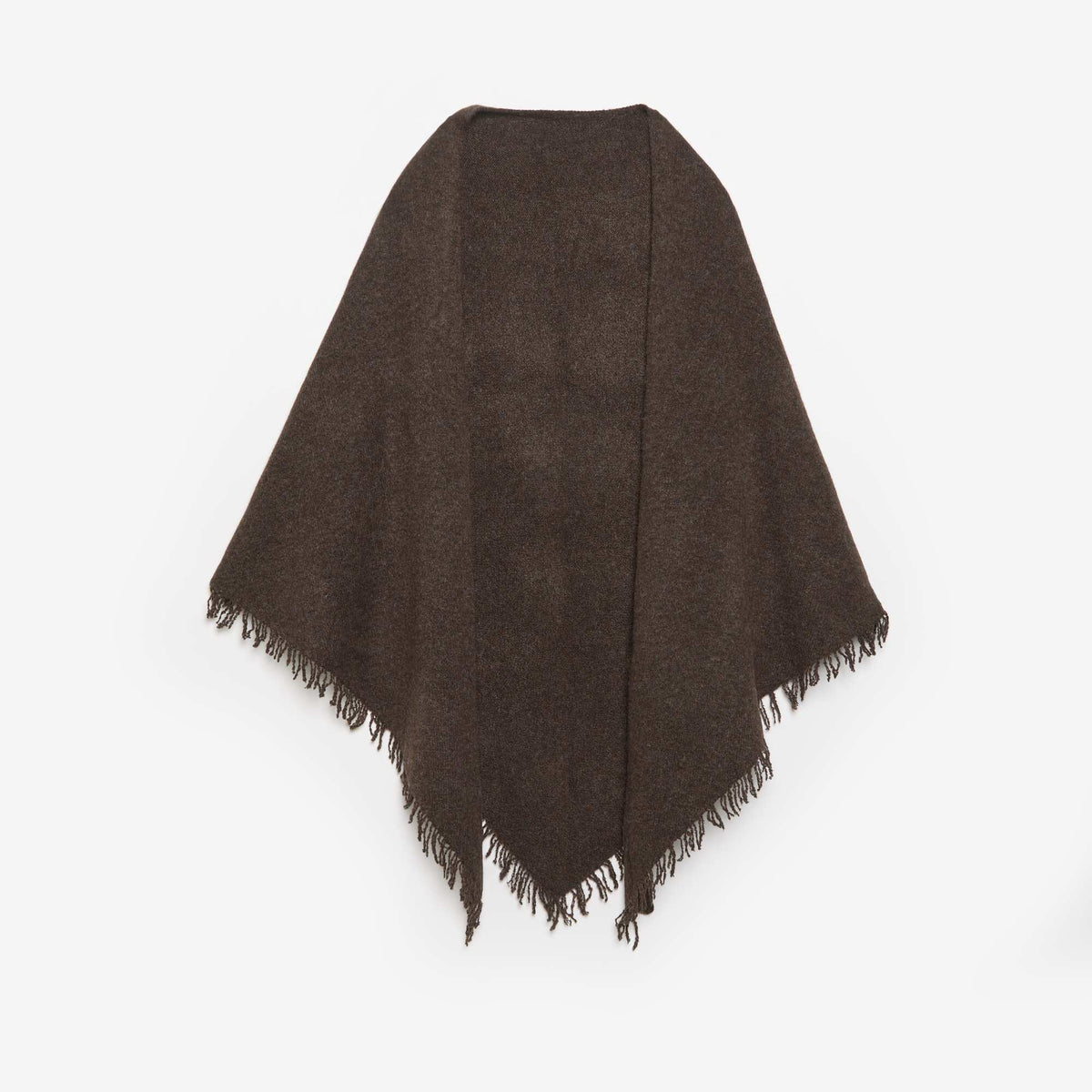 Solid Open Poncho BROWN