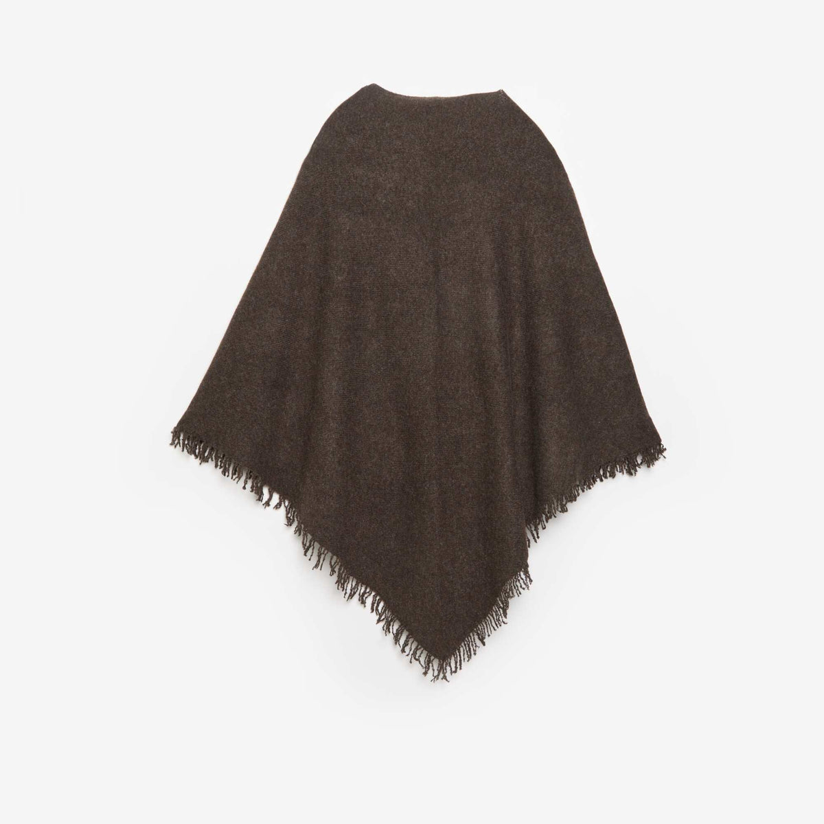 Solid Open Poncho BROWN