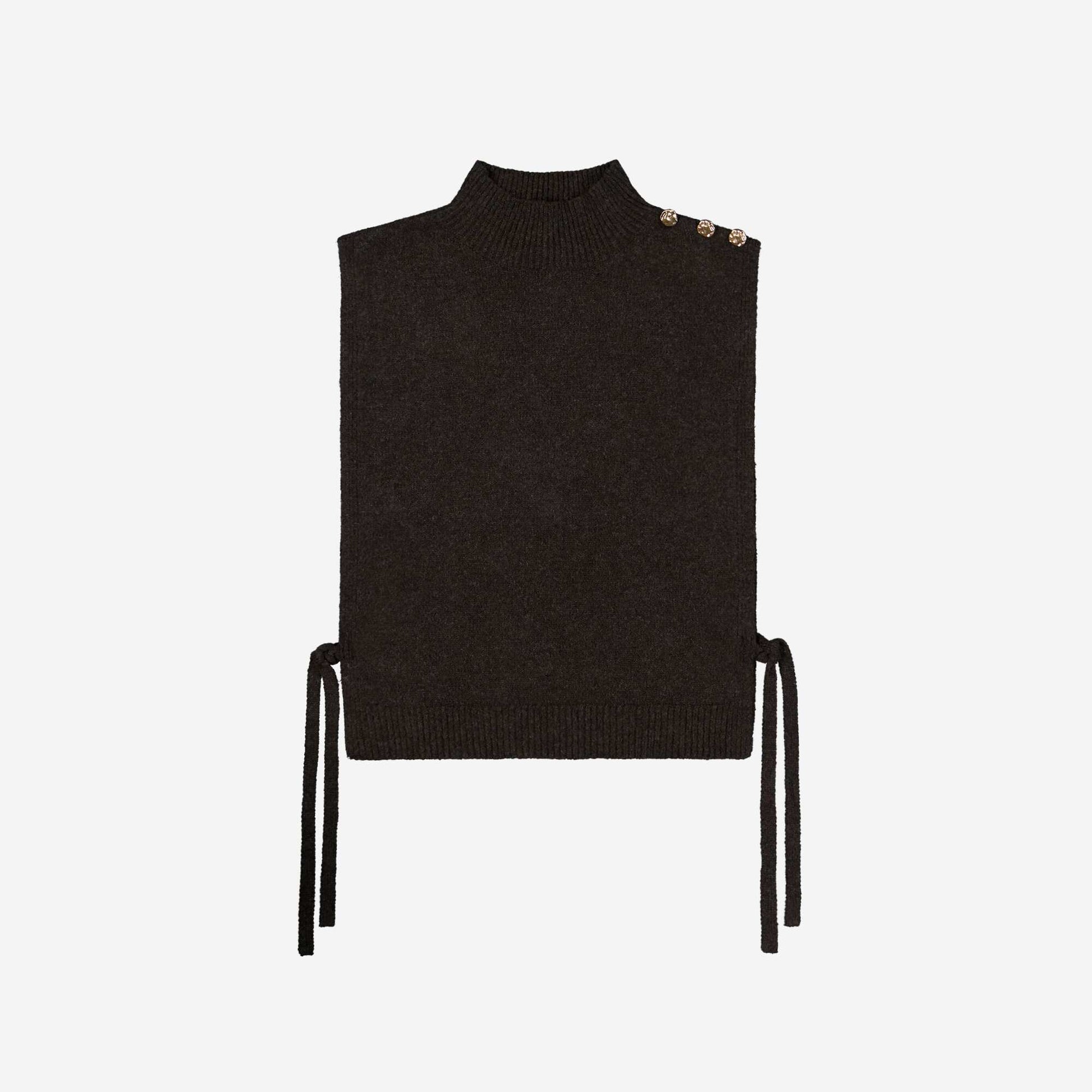 Knitted high-neck dickey BROWN