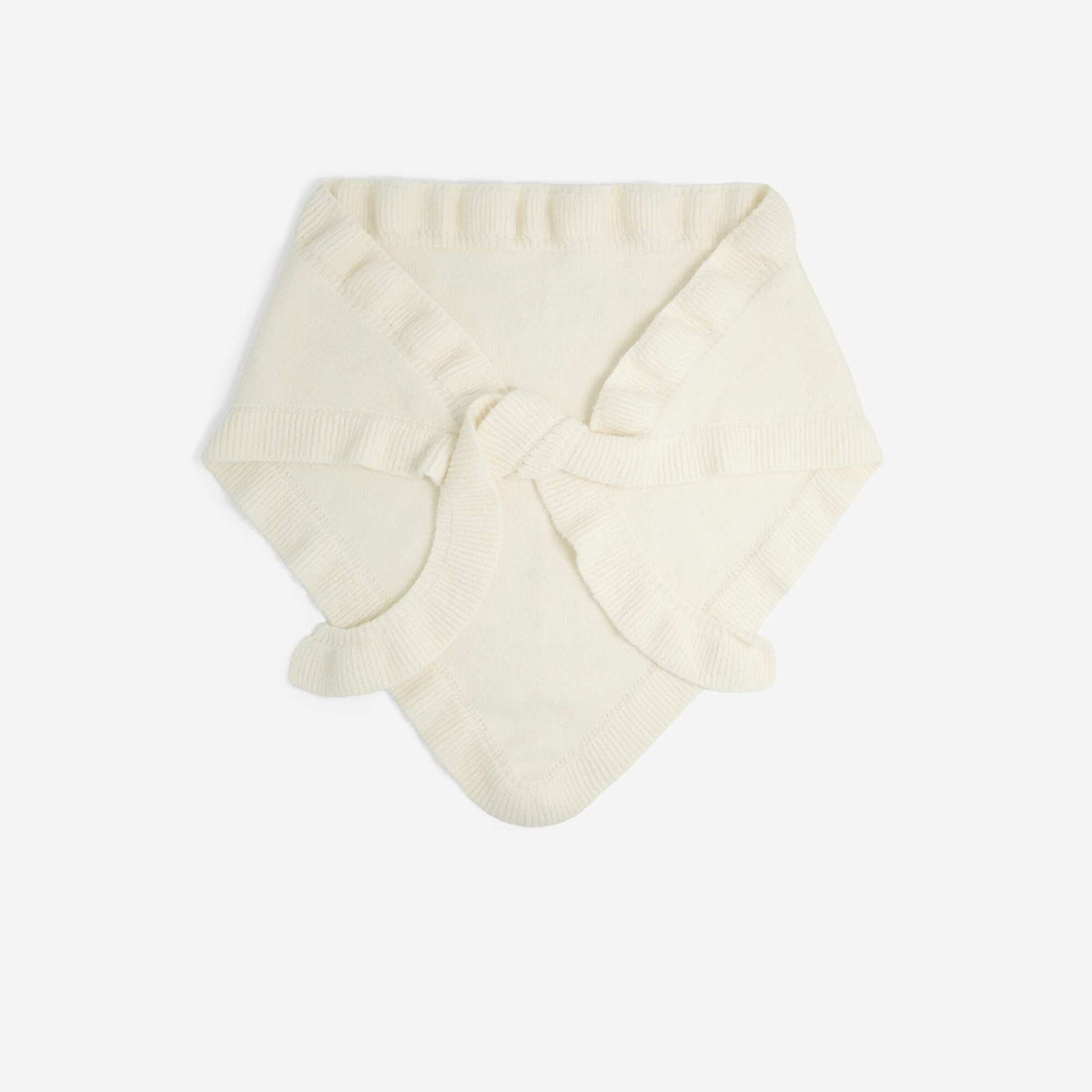 Ruffled Knit Scarf BEIGE