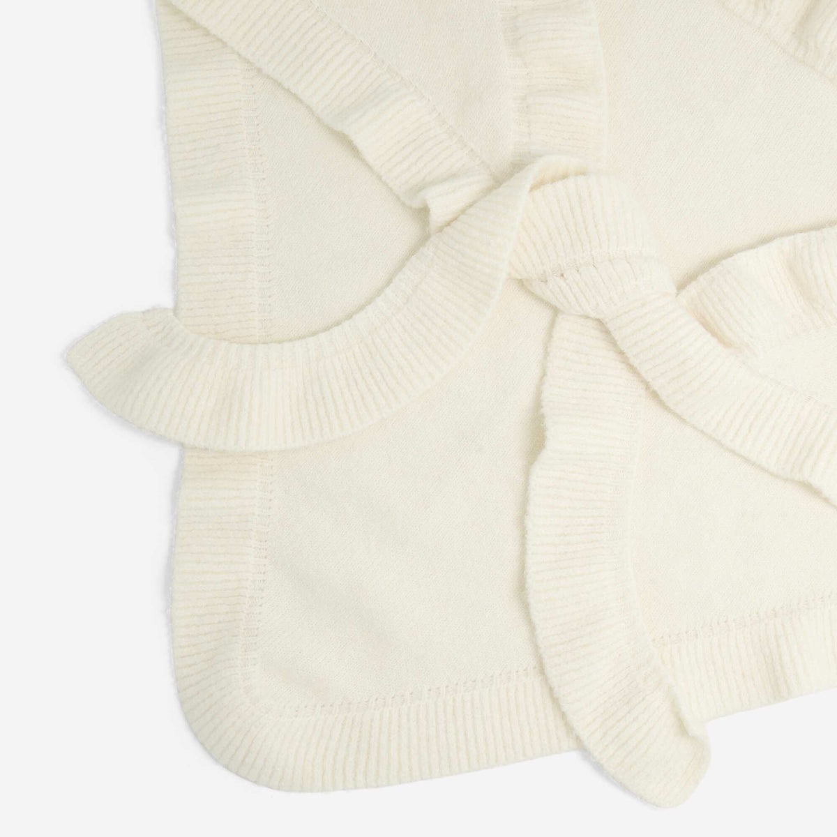 Ruffled Knit Scarf BEIGE