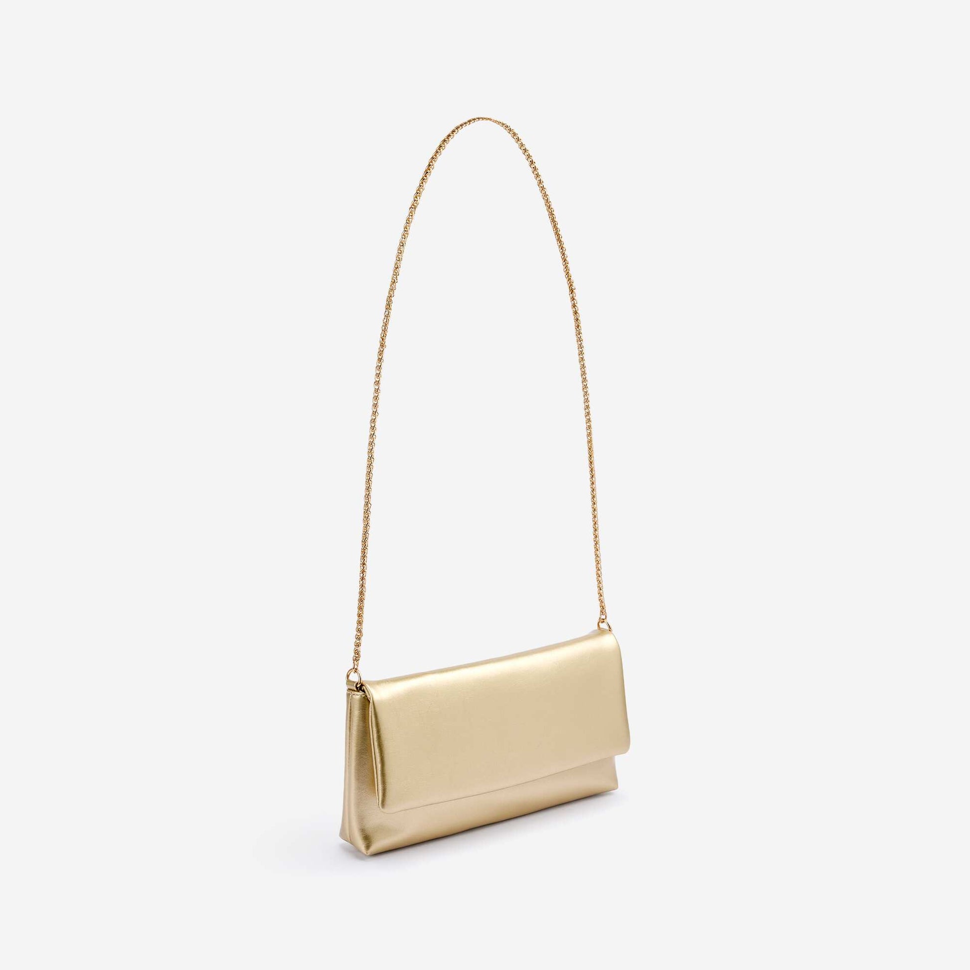 Clutch bag with golden shoulder strap YELLOW