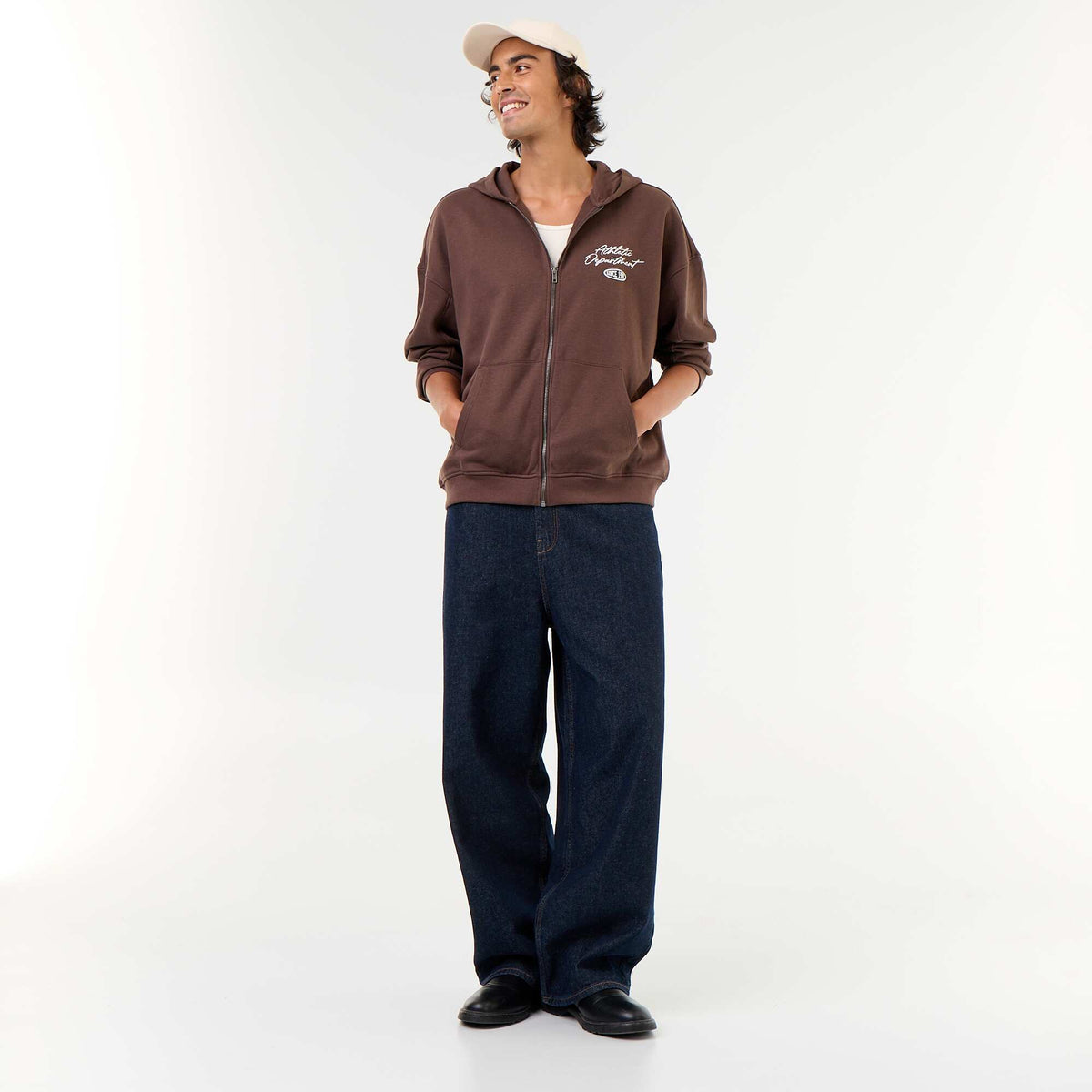 Reversible print hooded sweatshirt BROWN