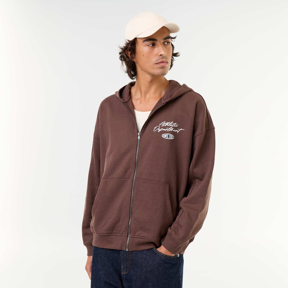 Reversible print hooded sweatshirt BROWN