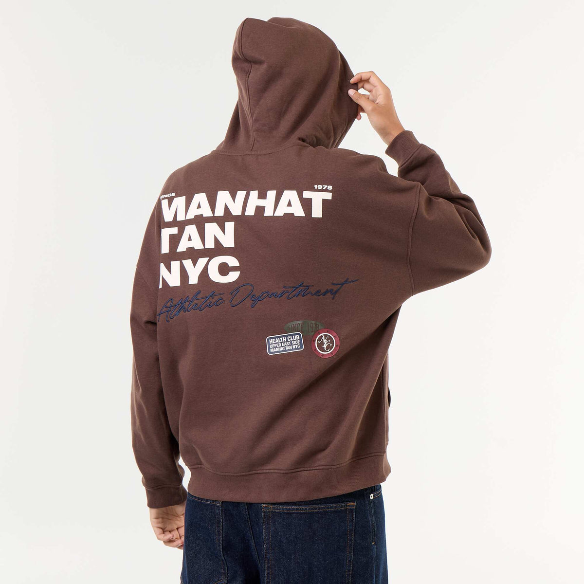 Reversible print hooded sweatshirt BROWN