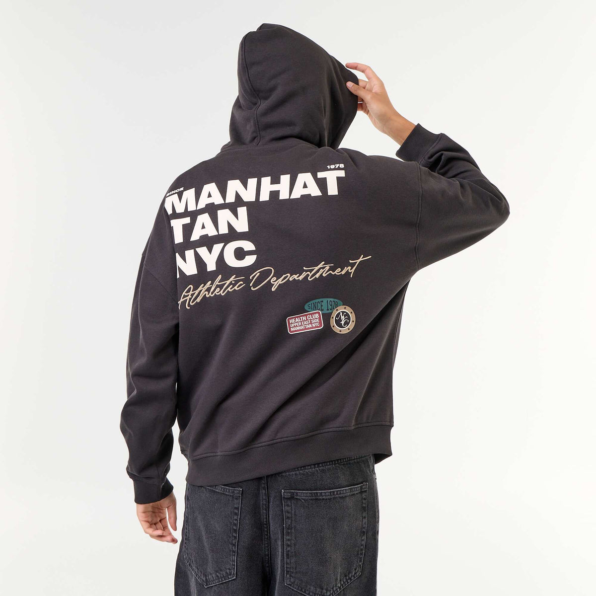 Reversible print hooded sweatshirt BLACK