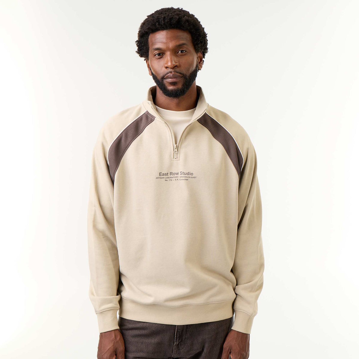 French Terry Funnel Neck Sweater BEIGE