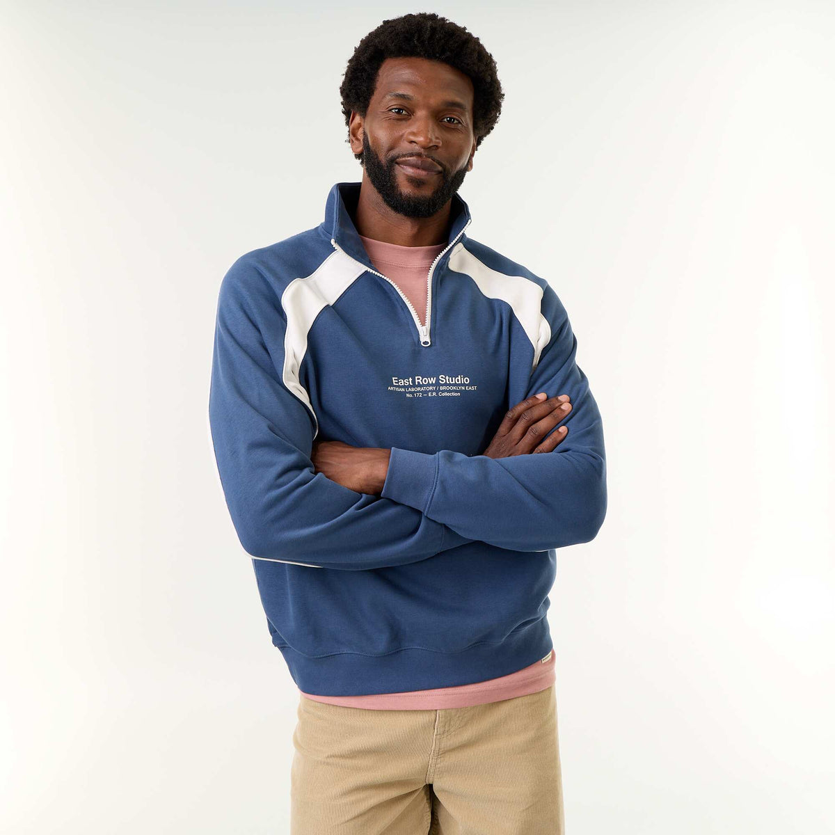 French Terry Funnel Neck Sweater BLUE