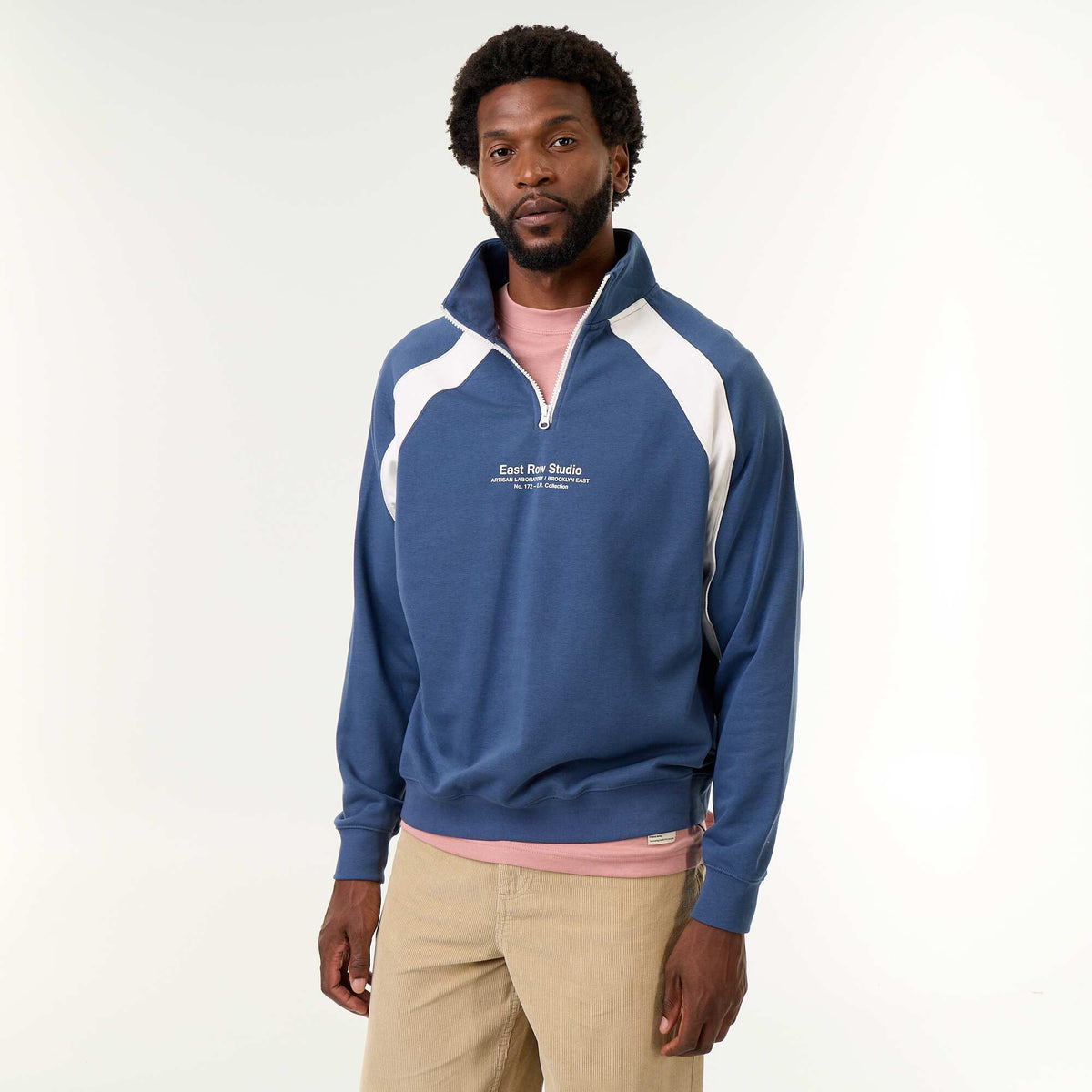 French Terry Funnel Neck Sweater BLUE