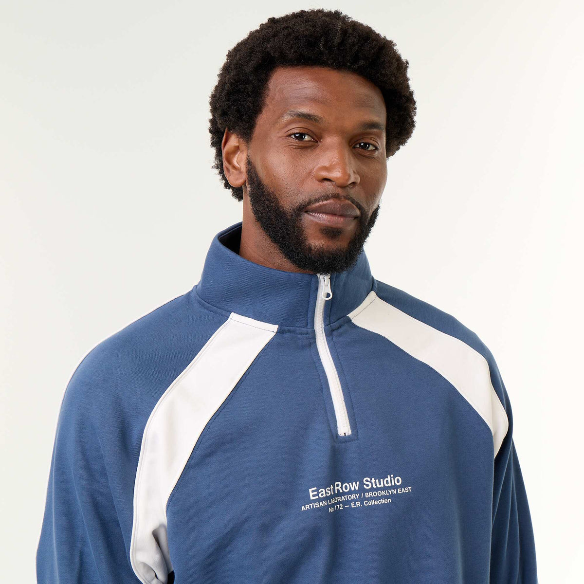 French Terry Funnel Neck Sweater BLUE