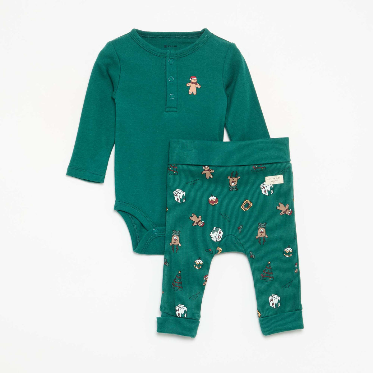2-Piece Set: Long-Sleeved Bodysuit & Leggings GREEN