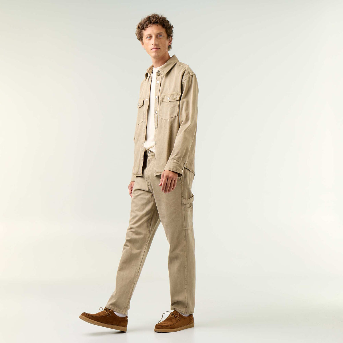 Carpenter style denim trousers BEIGE