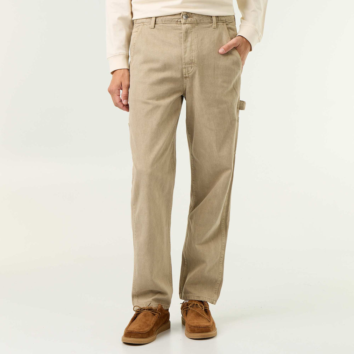Carpenter style denim trousers BEIGE