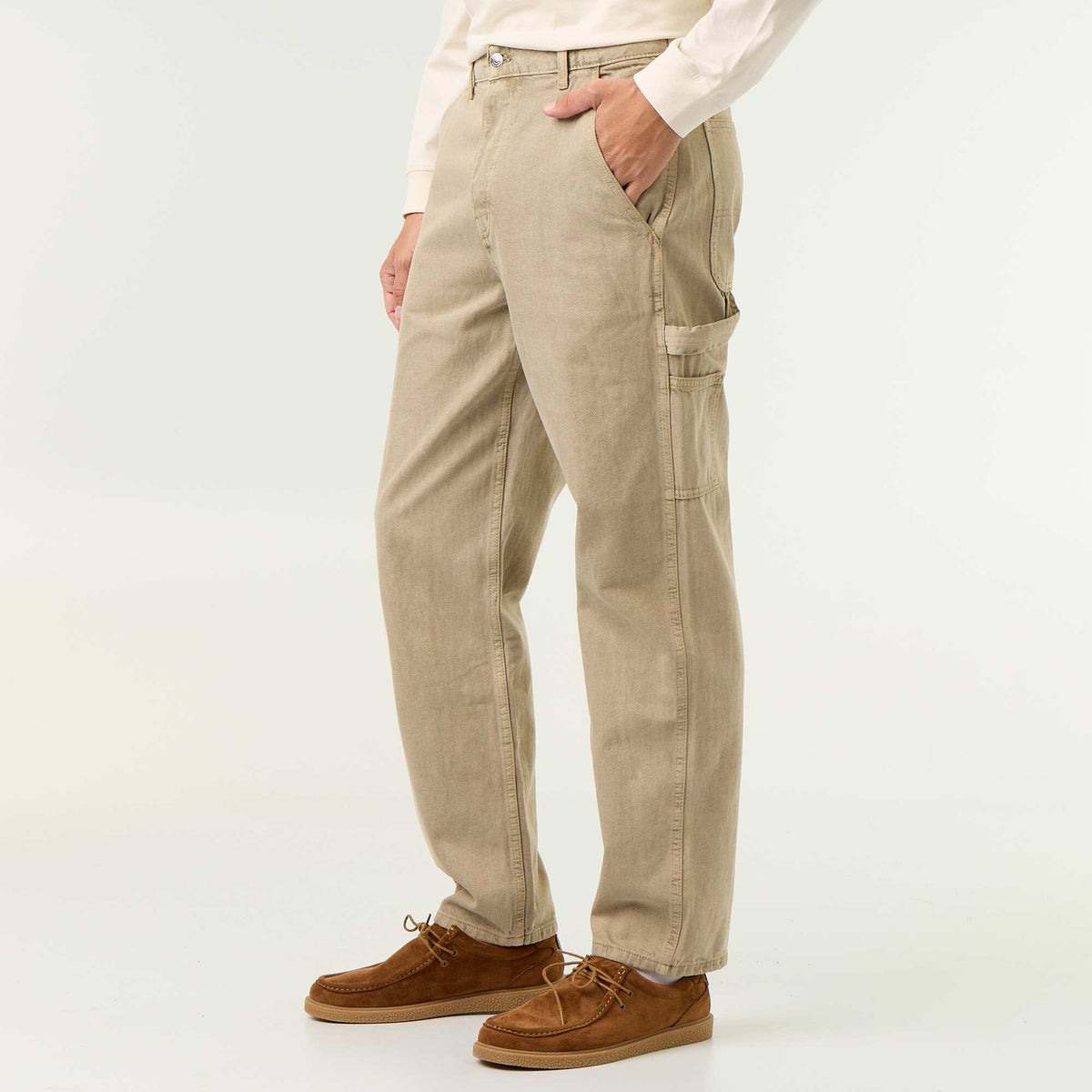 Carpenter style denim trousers BEIGE