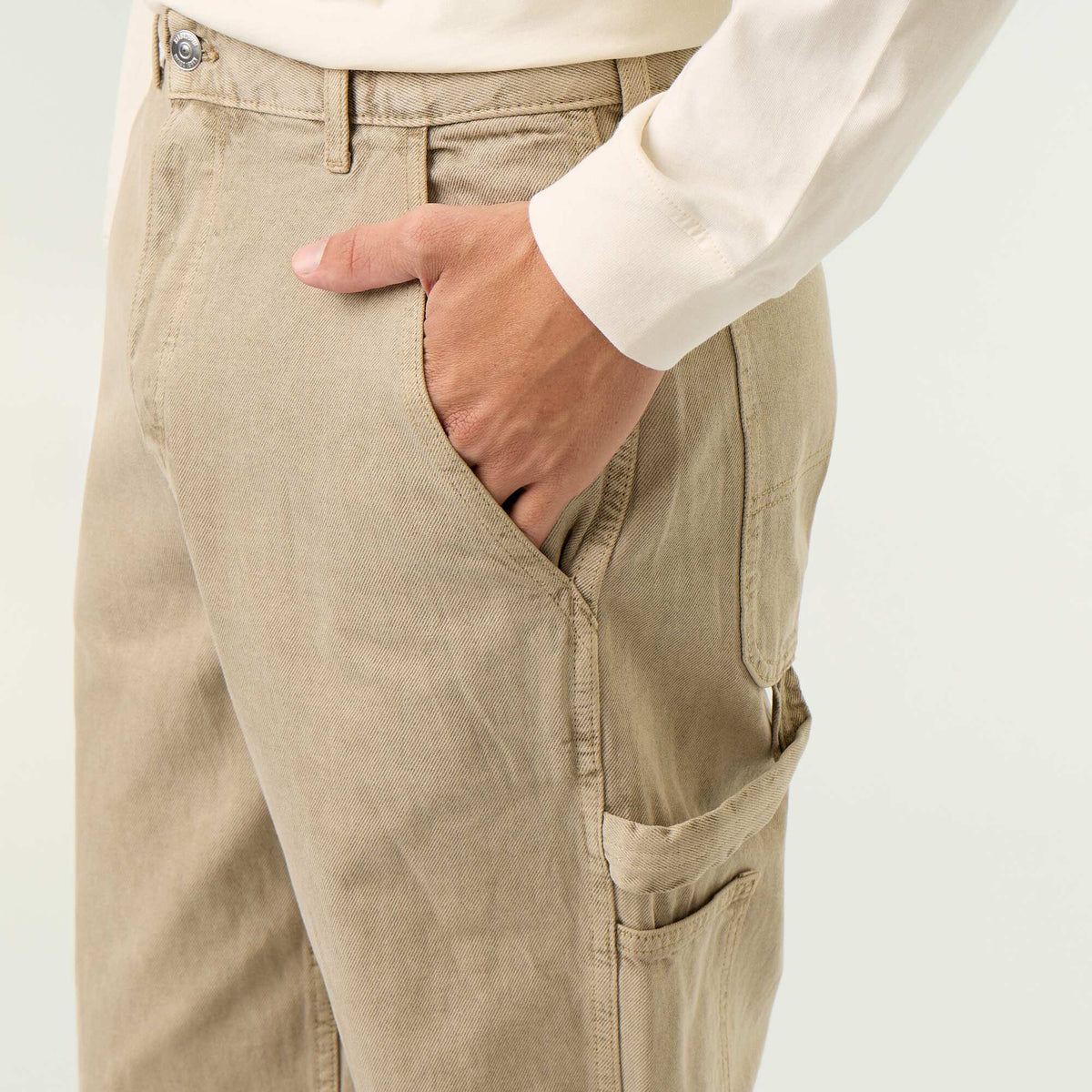 Carpenter style denim trousers BEIGE