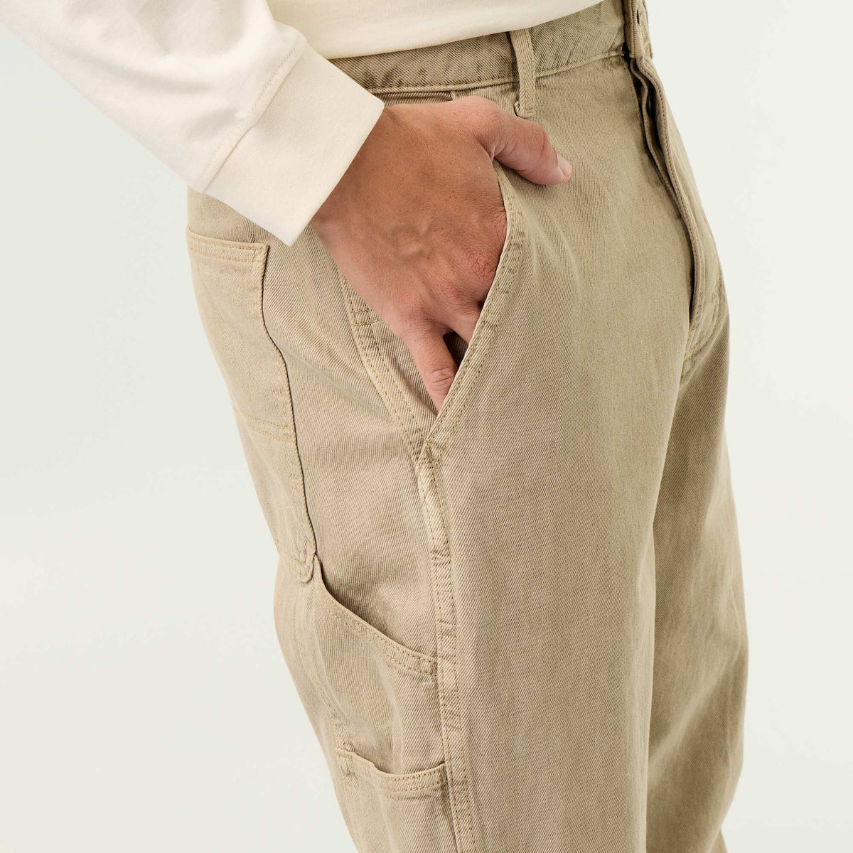 Carpenter style denim trousers BEIGE