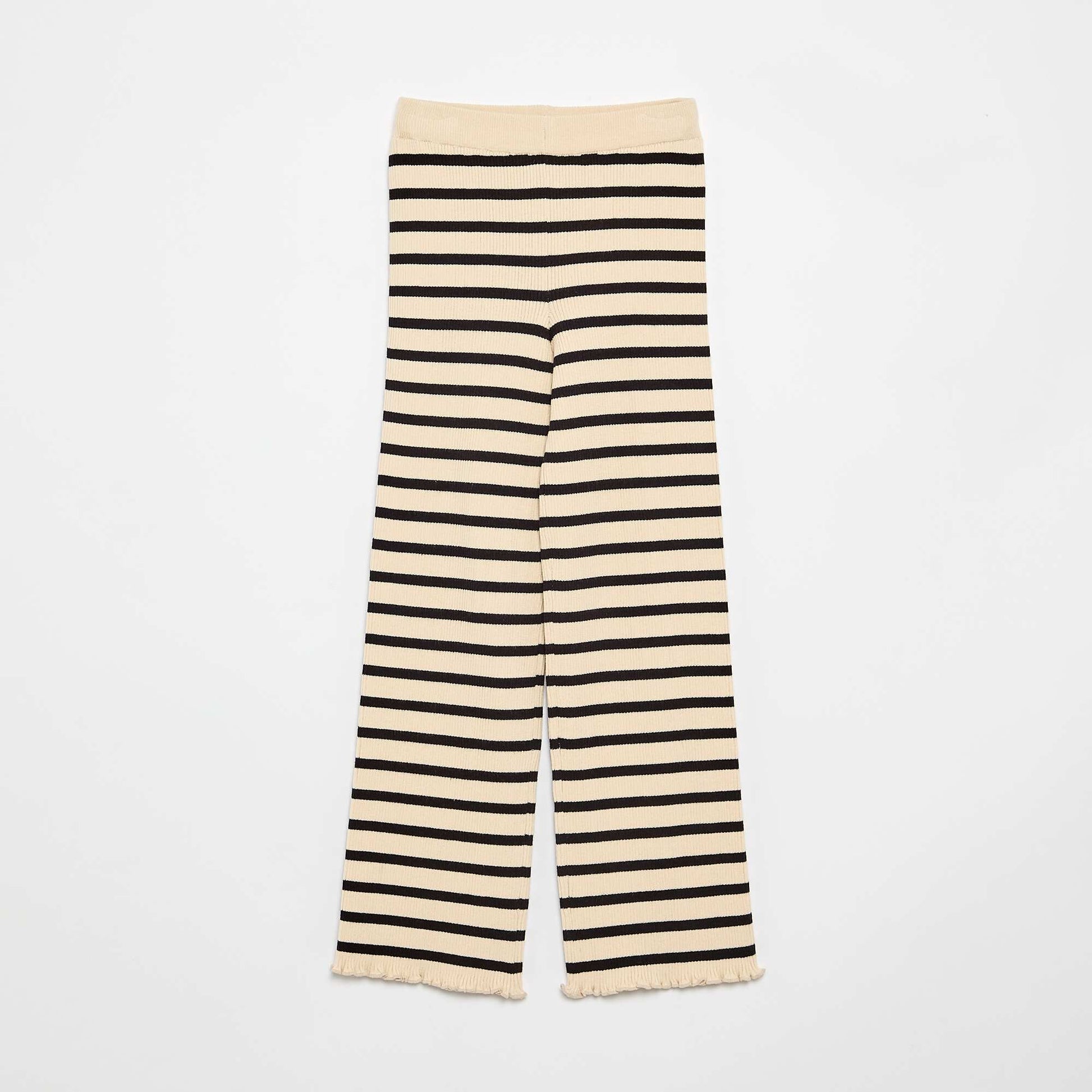 Plain knit straight-leg trousers BLACK