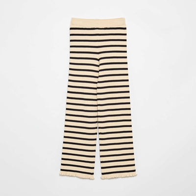Plain knit straight-leg trousers BLACK