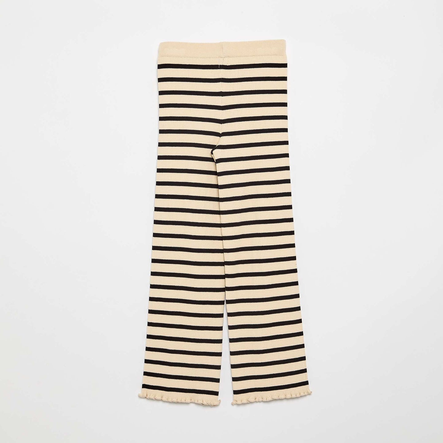 Plain knit straight-leg trousers BLACK