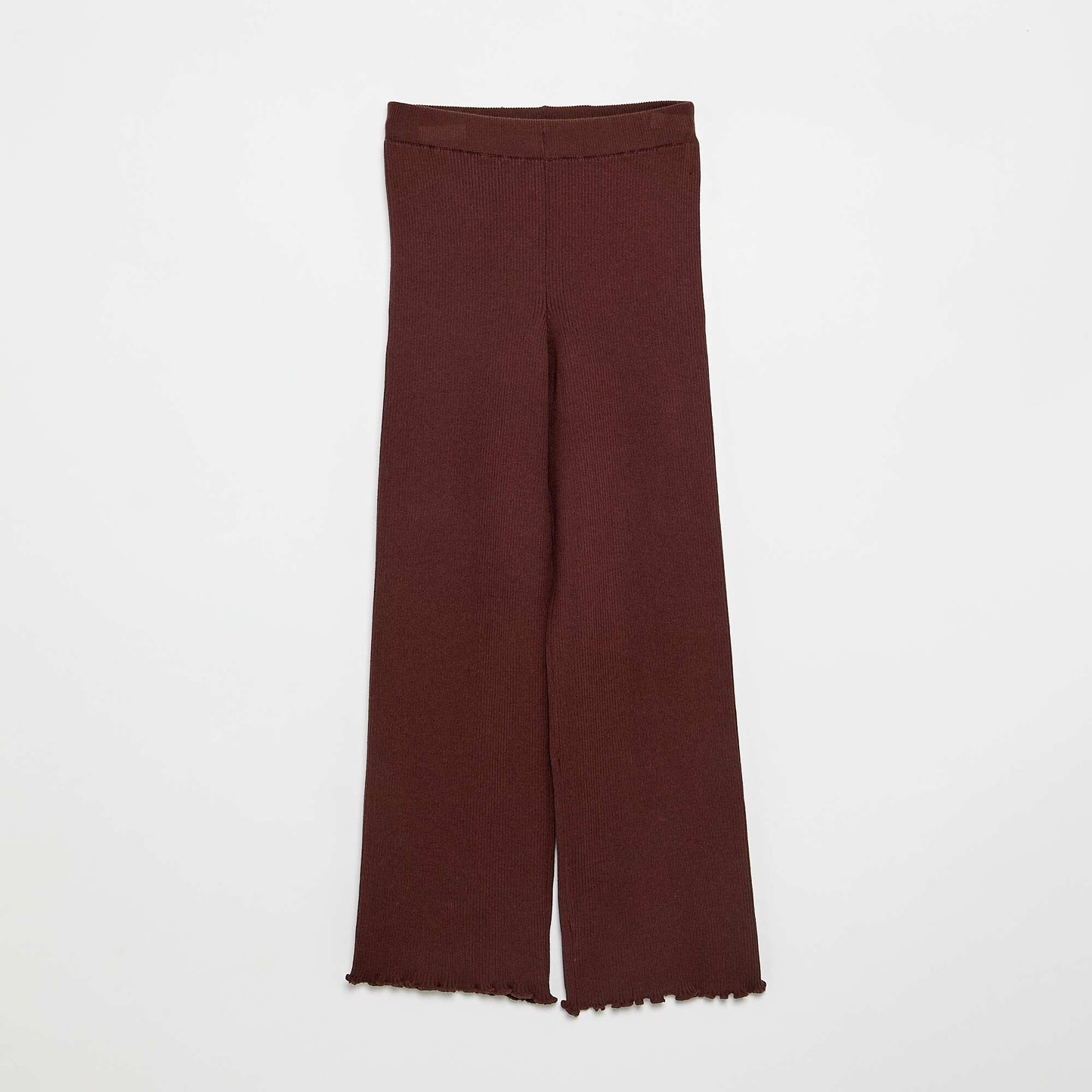 Plain knit straight-leg trousers BROWN