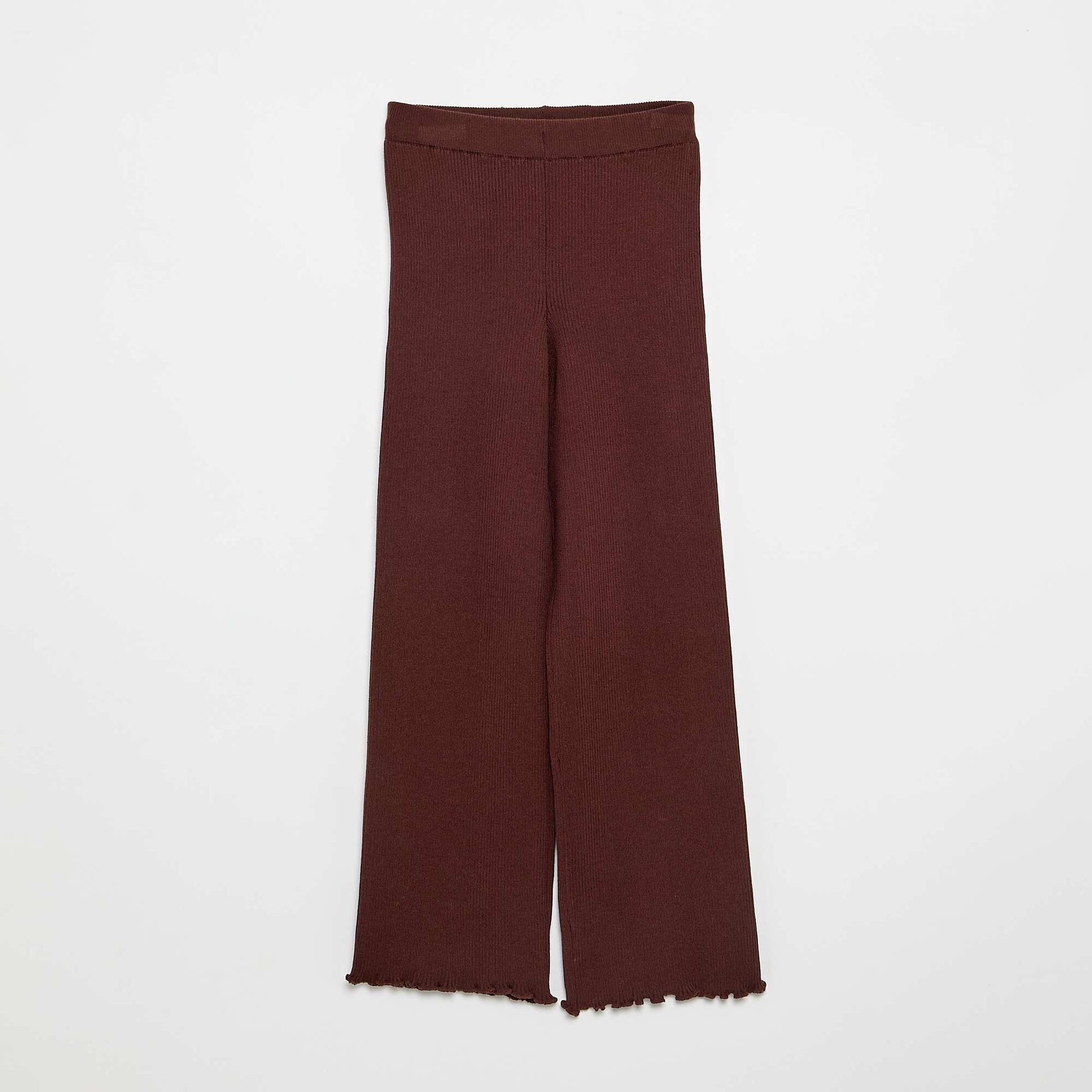 Plain knit straight-leg trousers BROWN