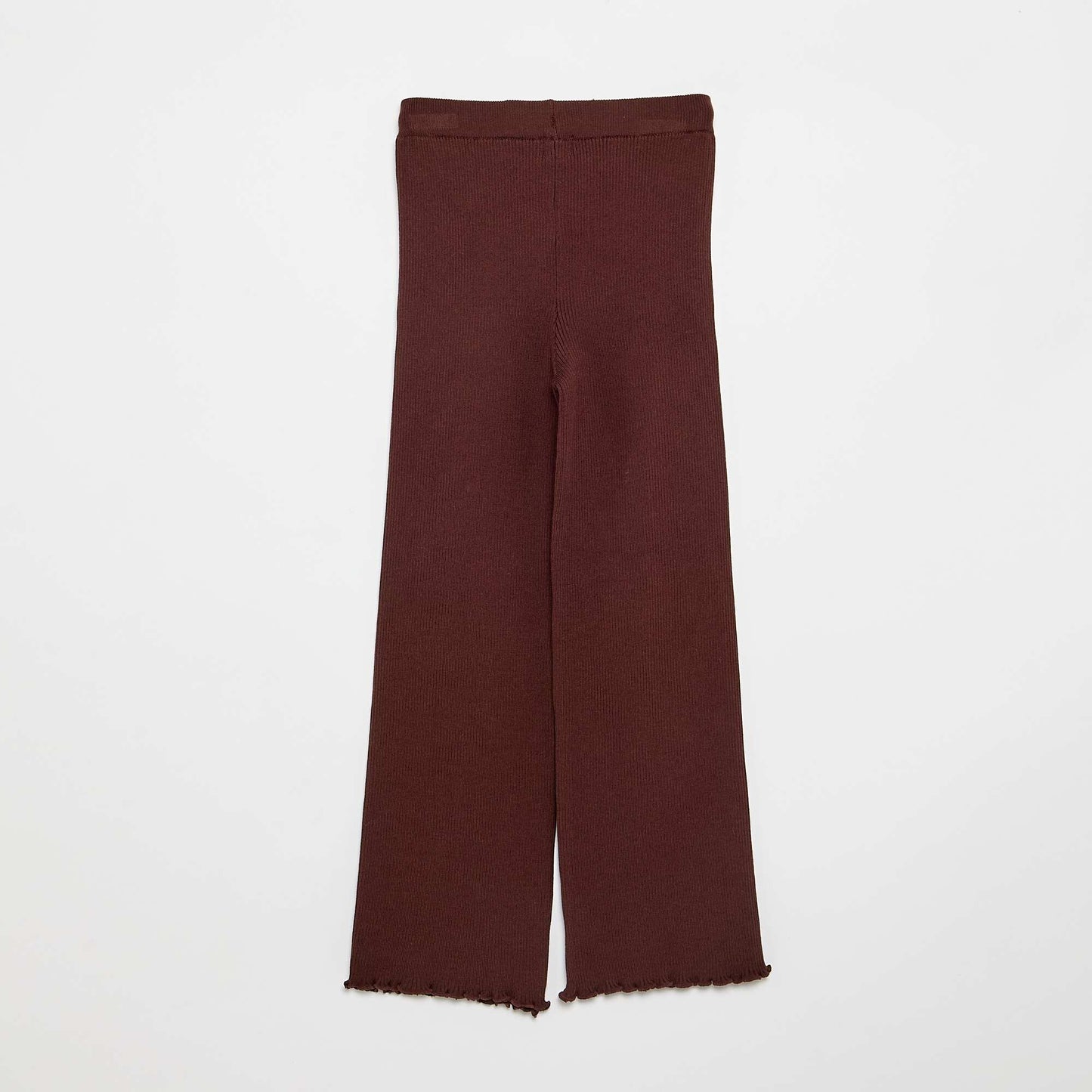 Plain knit straight-leg trousers BROWN