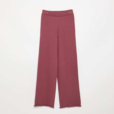 Plain knit straight-leg trousers PINK