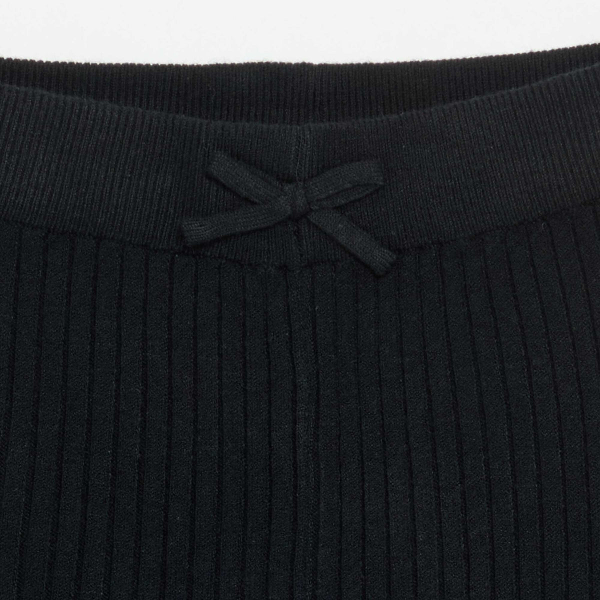 Plain knit leggings with waist tie BLACK