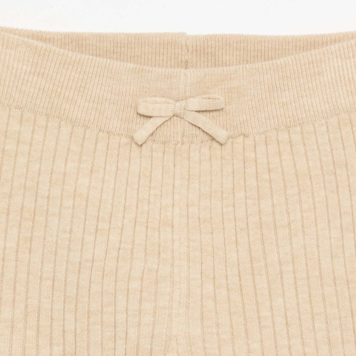 Plain knit leggings with waist tie BEIGE