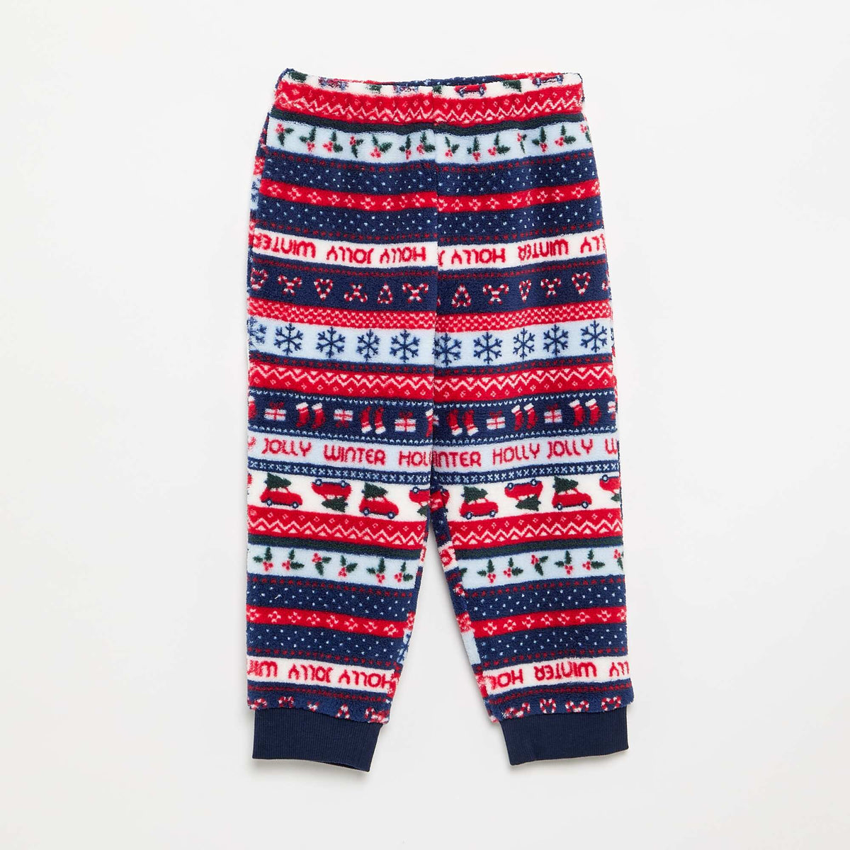 2-Piece Fleece Jacquard Pyjamas - Sweatshirt & Bottoms BLUE