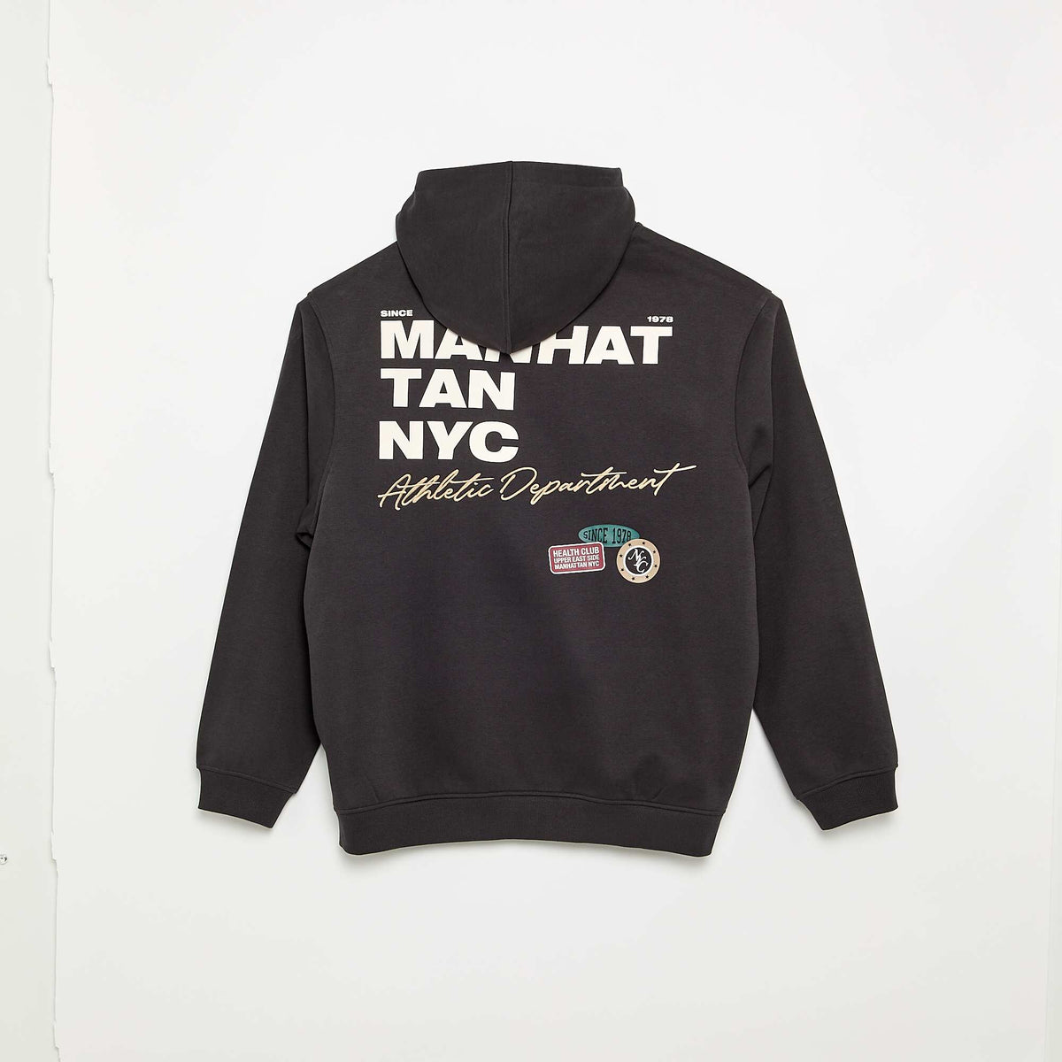 Embroidered Lettering Hooded Zip-Up Sweatshirt BLACK